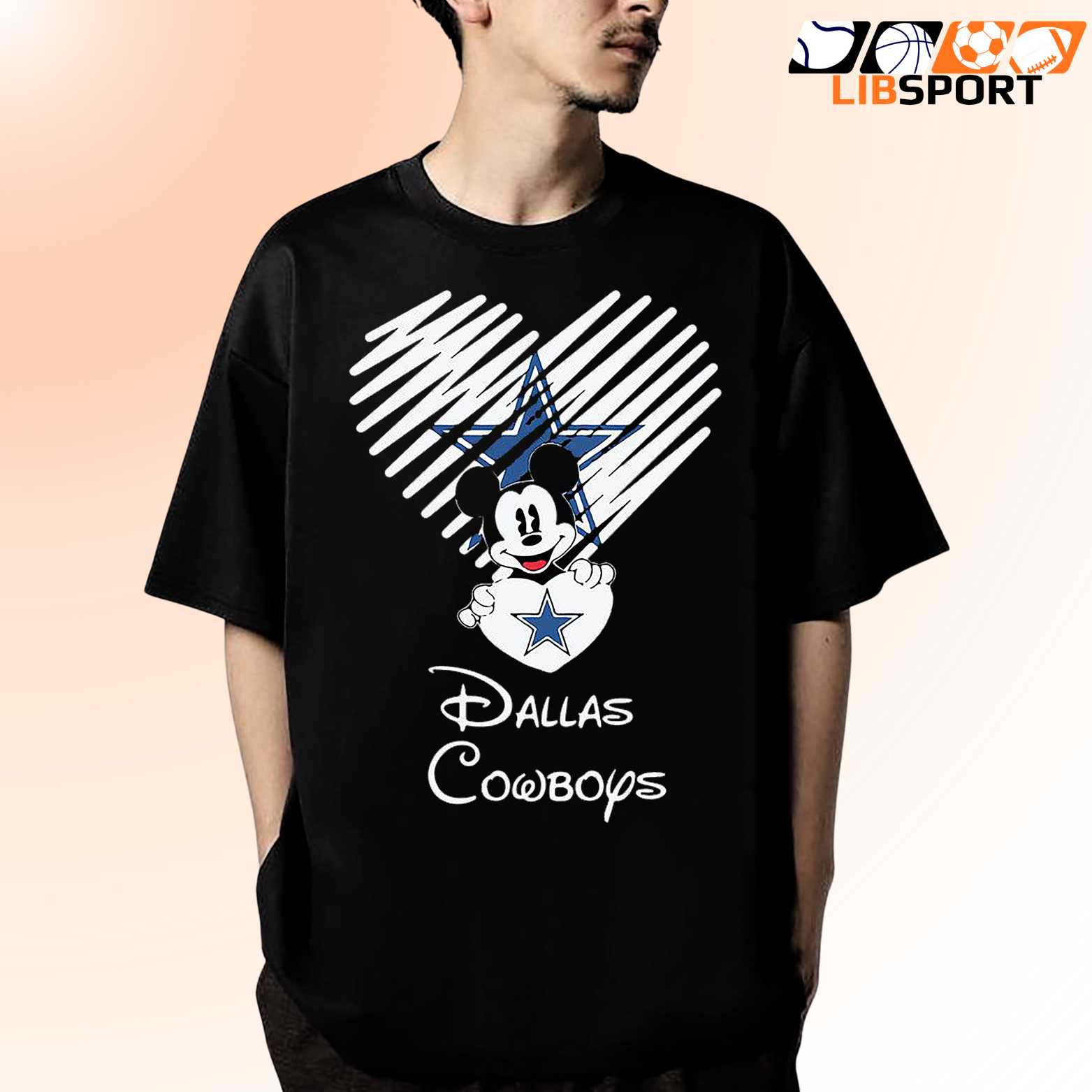 Mickey Mouse Dallas Cowboys T-Shirt, Hug Heart Tee, Cute Nfl Football Shirt